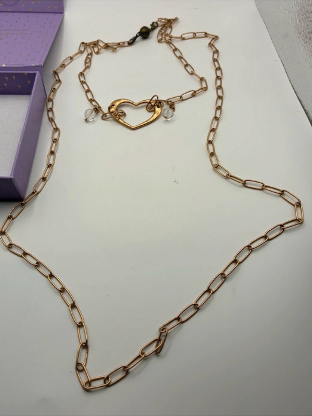 Katia Designs Rose Gold Heart Pendant Chain Necklace - Women Jewelry
